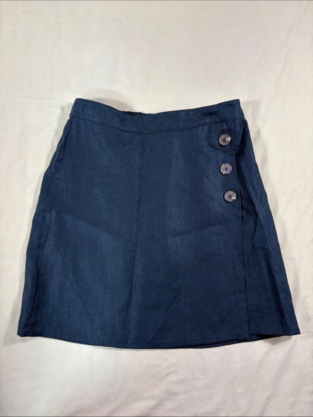 Tahari Women's Black 100% Linen Pull-On Skort Elastic Waist Size Small NWT